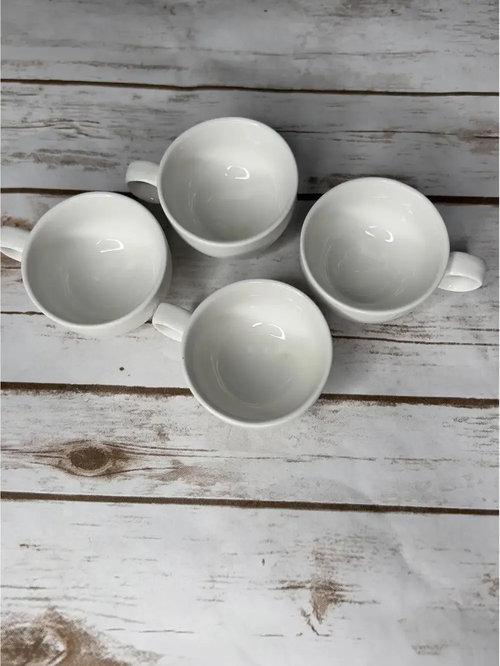 Crate & Barrel Set of 4 White Ceramic Espresso‎ Cups